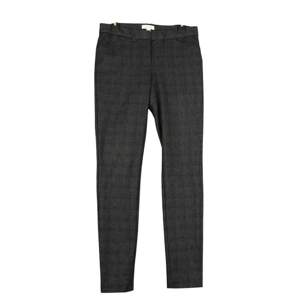 Calvin Klein Womens 2 Gray Plaid Slim Ankle Dress Pants Stretch Career Business